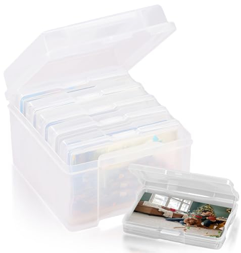 Fotoaufbewahrungsbox, Foto-Aufbewahrungsbox, 4*6 Foto-Organizer Aus Kunststoff Fotoetui Fotohalter Transparent Foto Organizer Kunststoff Photo Storage Box Kunststoff-Bilderhalter 6 Fächern Etiketten