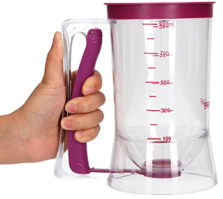 Ejoyous Teigspender 900ml, ABS Teigportionierer mit Deckel und Skala für Kuchen, Pfannkuchen, Waffeln & mehr