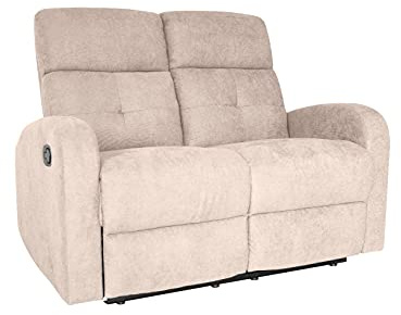 Gardenia Sofá de 2 plazas reclinable, Tela, Color Pardo, 130 x 77 x 104 cm