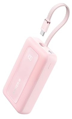 Anker Powerbank 20.000mAh 30W mit integriertem USB-C Kabel, High-Speed portables Ladegerät, 1 USB-C, 1 USB-A, Akkupack für iPhone 15/15 Pro/15 Pro Max/15 Plus, MacBook, Galaxy und mehr