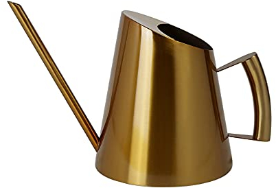 Gießkanne Zimmerpflanzen, Edelstahl Gold Gießkanne, 1,5L Moderner Blumengießkanne Gartengeräte mit Langer Auslauf und Komfort Griff für für Zimmerpflanzen Bonsai Outdoor Garten Blumenpflege (1500ml)