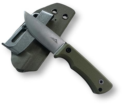 SK Wild Ones® Neck Knife - Outdoor Neckknife Survival - Halskette Messer feststehende Klinge - Gürtelmesser mit G10 Griff - EDC Outdoor Messer - 440 C Edelstahl Grün Bragi 42a