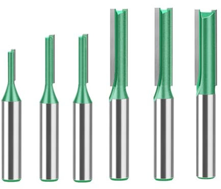 MACHSWON 6 PCS Straight Router Bit Set 8mm Shank,Double Flute Woodworking Milling Cutter Router Bit Sets 3mm 4mm 5mm 6mm 7mm 8mm Cut Diameter Cutting Trimming Cutter Routing Bits