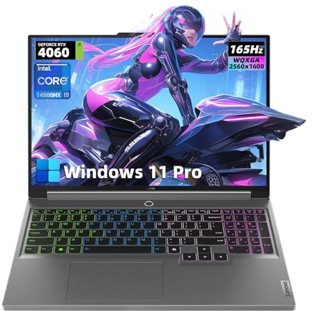 Lenovo Legion 5i Gaming Laptop - Pantalla WQXGA 165Hz de 16 pulgadas, Intel 24-Core i9-14900HX, NVIDIA RTX 4060, 64GB DDR5, 1TB SSD, teclado retroiluminado RGB, Win 11 Pro y MS Office Pro, con unidad