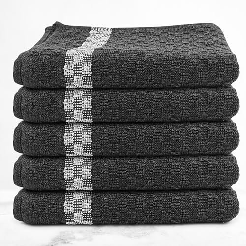 Fuller Earth -Kitchen Tea Towels |100% Cotton | Terry tea towel | Quick-Drying, Super Absorbent Lint-Free | Kitchen Towels, Hand Towels Dish Cloths (60x40cm, Set of 5)