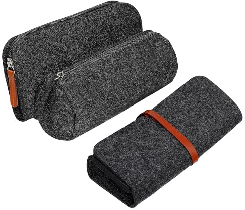 Tunejoy Trousse Scolaire Feutre Trousse Sac de Crayon Étui à Crayons Multi-Functional Papeterie Pouch pour Scolaires et Bureau 3 Pièces