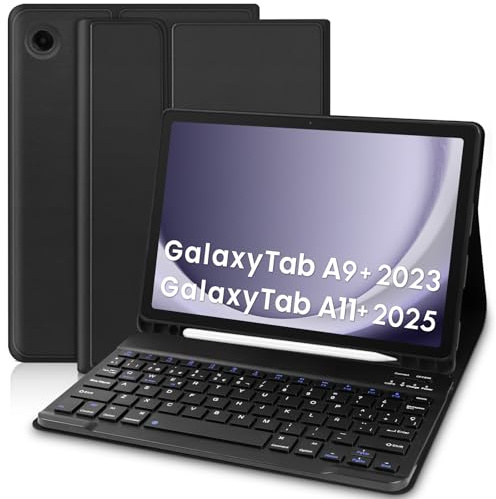 Zabatoco Funda con Teclado para Samsung Galaxy Tab A11+ 2025 / A9+ 2023 11 Pulgadas, Versión Española Ñ Teclado con Funda Protectora Compatible con Samsung Galaxy Tab A9 Plus 2023 / A11 Plus 2025
