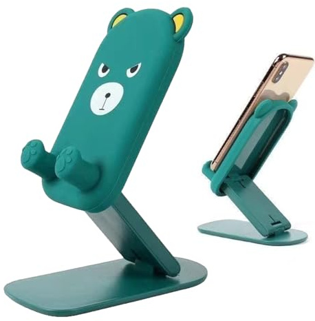 Genérico Soporte para Móvil De Escritorio,Soporte Plegable De Mesa para Móvil con Base | Soporte Ajustable con Decoración De Oso Tierno para Tablets Y Smartphones