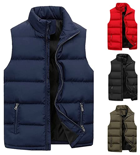 Homme Doudoune Sans Manche Gilet Ultra Légère Veste Manteau Parka Blouson Zippée Casual Chaud Manteau Matelassée Rembourrée Blouson Zippée