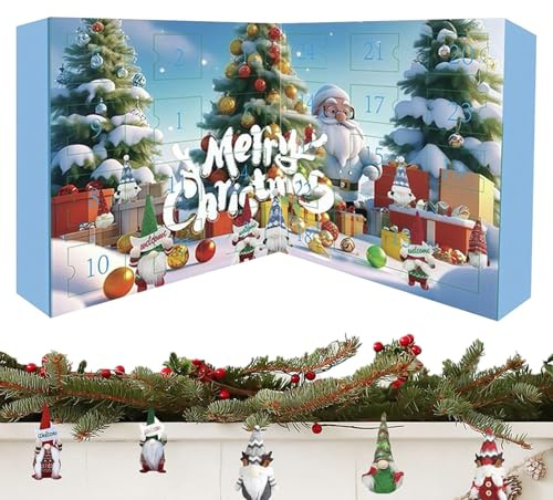 Calendario de Adviento de Enanos de Jardín | Peluches Duendes De Colección | Calendario de cuenta regresiva de 24 días para Centro de Mesa Estantería Oficina Chimenea Decoraciones de Navidad