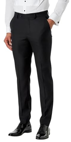 Xposed Men’s Black Tuxedo Trousers – Tailored Fit Formal Dress Pants for Weddings, Black-Tie Events & Galas[TRS-XP8368-4-BLACK-38]