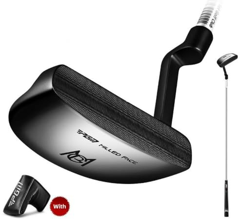 Herr golfputter stålgjutning låg tyngdpunkt med siktlinje högerhänt golftränare lära klubbar tryckstång med huvudbonad (putter och huvudbonad)