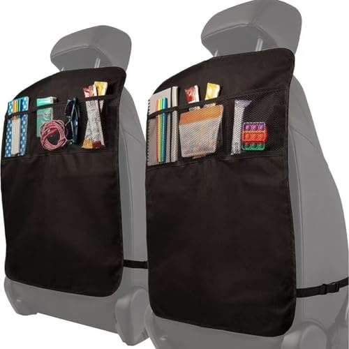 XHJSFF 2 Pezzi Protezione Schienale per Suzuki Scross SX4 S-Cross Kick Mats Anti-Pedata Bambini Coprisedile Auto Tessuto Oxford Impermeabile con Tasche Rete