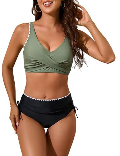 Bañador Mujer Reductor Bikini Sexy De Control De Abdomen para Mujer Sin Aros Traje Baño Elegante Color Liso Conjunto Top Y Braguita Bikini Verano Traje Baño Push Up Talle Alto Trajes Baños para