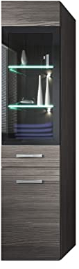Rio Badschrank Eiche Grau 131 cm - Regal Hochschrank Badmöbel Badmöbel