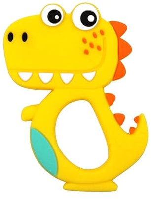 1ud | Mordedor para bebé de silicona | Complemento para dentición infantil | Dinosaurio | Dino | Amarillo