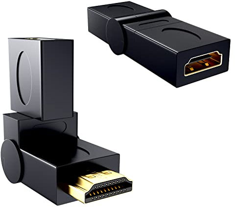 N NEWTOP Adaptateur AD41 Rallonge 360° Angle flexible orientable Or signal audio vidéo numérique HDMI femelle - Mâle Connecteur M-F Double Rotation HD 4K pour Câble Moniteur Ordinateur TV (1)