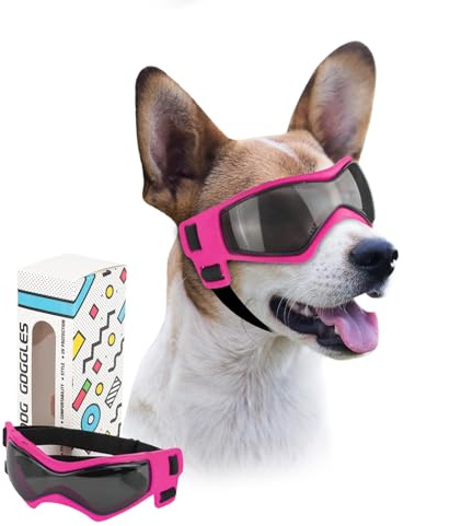PETLESO Occhiali da Sole per Cani Occhiali Protettivi per Cani Occhiali da Sole Anti-UV Protezione per gli Occhi per Cani Piccoli/Medi - Rosa