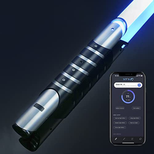 XenoSaber Upgraded Xenopixel 3.0 Motion Control Light Saber, Smooth Swing Combat Dueling Saber for Adults with 34 Sound Fonts Infinite Color Change 16GB SD Card 8 Light Effect 12 Ignition APP Control