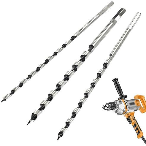 3 Pcs Long Wood Drill Bits Set - Woodworking Drill Bit Sets Auger Drill Bit for Wood Hexagonal Auger Bit 6mm/8mm/10mm*230mm for Block, Tile and Plastic