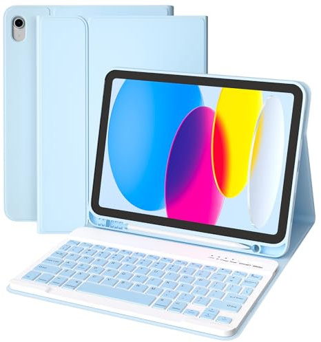 TQQ Keyboard Case for iPad A16 11th Generation 2025 and 10th Generation 2022 (11/10.9 inch), Detachable Bluetooth Keyboard Cover with Pencil Holder for iPad 11/10 Gen, UK Layout