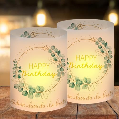 Lot de 12 Photophores Décoratifs de Table Anniversaire, Lanterne Bougies pour Décoration Anniversaire Homme Femme, Décoration de Table Happy Birthday, Convient pour Bougies Chauffe-Plat