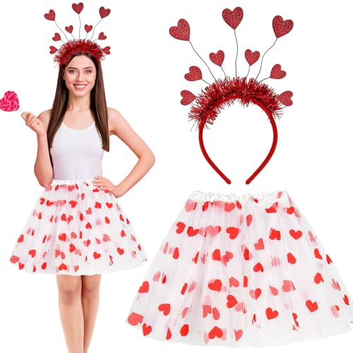 NHYDZSZ 2 PCS Costume da Cupido, Gonna a tutù da Donna Gonna in Tulle da Donna Donna Sottogonne al Ginocchio Vintage Rockabilly Mini Gonne Costumi di Carnevale da Donna Sexy per La Festa