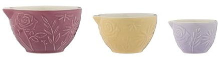 Mason Cash in The Meadow Measuring Cups – Set of 3 | Floral Embossed Stoneware Nesting Cups (1 Cup, ½ Cup, ¼ Cup) Pastel Bakeware | Dishwasher & Microwave & Freezer Safe