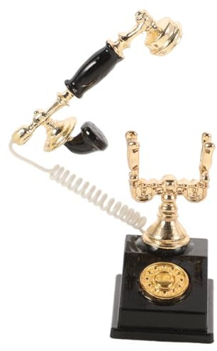 Toyvian Miniatur-telefonmodell Puppenhauszubehör Im Maßstab 1:12 Puppenhaus-miniaturtelefon Retro-tischtelefon Puppenhausmöbel Spielzeug-Telefon 1/12 Miniaturtelefon Black Legierung