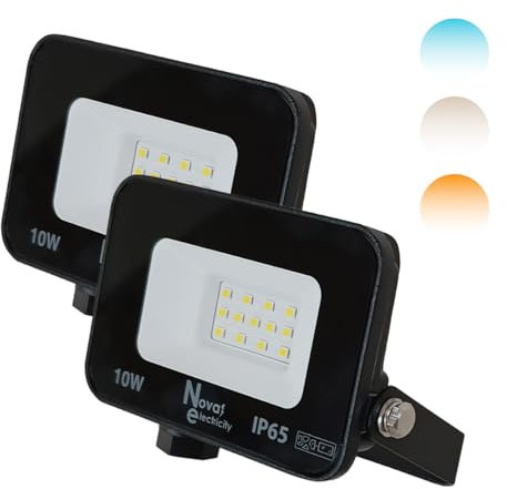 Foco LED Exterior 10W, Luces LED Exterior Jardín, Aplique Pared IP65, Proyector Impermeable para Jardín, Terraza y Patio, 6500K Blanco Frío [Clase de Eficiencia Energética F] - PACK 2