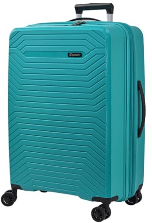 SISET Air Nova - Maleta de Viaje Mediana Expandible (66x45x28/31cm), Fabricada en Polipropileno, 4 Ruedas Dobles Silenciosas y Cerradura Combinación TSA. (Mediana), (80L), (3.8kg), (Turquesa).