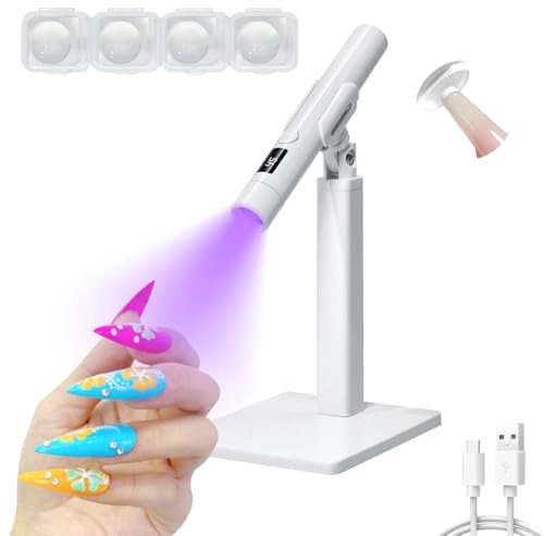 Lampada UV portatile per unghie, lampada per chiodo UV portatile ricaricabile,Mini luce a LED asciugata per unghie con modalità 2-timer e supporto magnetico,schermo LCD, adatto per fai da te
