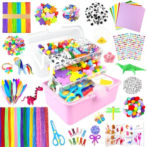 3000 Pezzi Lavoretti Creativi per Bambini, DIY Art Craft Set Scovolini Colorati per Lavoretti, Mestiere Fai da Te Decorazioni, Kit Creativo Giochi Giocattoli Regali Ragazze e Ragazzi 4-8, 8-12 Anni