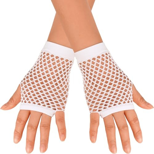 YeeHeen Short Fishnet Gloves for Women Punk Fingerless Mesh Glove