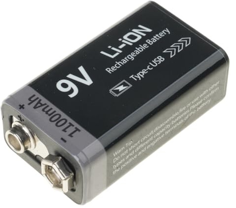 9V 6F22 Batteria al Litio 800/1100mAh Ricaricabile Tipo C Cavo per Elettronica