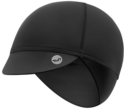 ROCKBROS TVI Berretto Sottocasco Bici Invernale, Cappellino con Visiera, Elastico Berretto Copricapo Antivento Caldo Paraorecchie, per Ciclismo Sci Moto, Nero