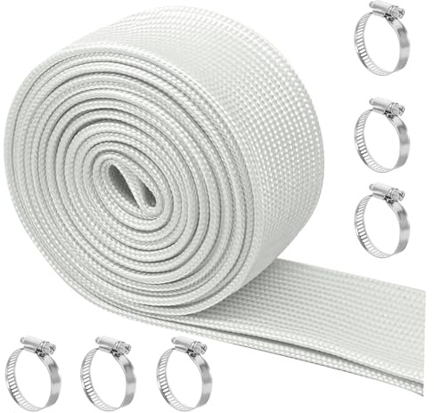alwaiiz Tubo di scarico per generatore di corrente, 25 mm, 300 cm, colore bianco, isolamento termico, tubo di scarico in fibra di vetro con fascetta in acciaio inox per tubi di riscaldamento e scarico