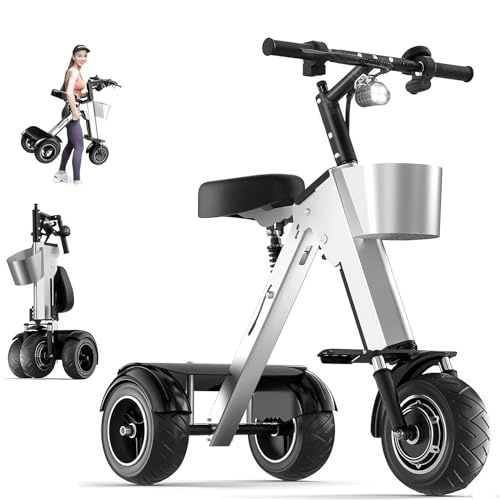DHMYDPDZ Trottinette électrique Pliable pour Adultes,Tricycle électrique Portable et léger avec Batterie Amovible 36 V 7,8 Ah,Marche arrière et Interrupteur à clé,Aide à la mobilité Voyage
