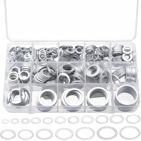 VIVIIHOO 560 Pezzi Set Guarnizioni, Anelli di Tenuta in Rame e Rondelle in Alluminio M6-M24, Joint Plug Scarico Olio, per Auto e Moto