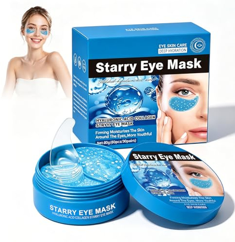 60 Piezas Parches de Ácido Hialurónico para Ojos – Mascarillas Hidrogel Anti Arrugas & Sequedad – Hidratación Intensa para el Contorno de Ojos – Para Hombre & Mujer