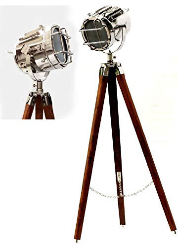 UK Gift Lámpara de pie con trípode de estilo vintage grande para búsqueda náutica marina