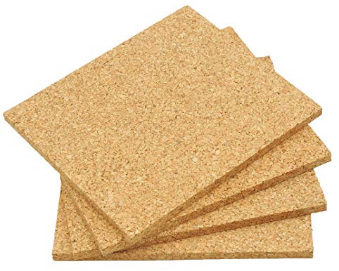 SPD UK - Lot de 4 feuilles de liège rectangulaires de qualité supérieure - 22 cm x 19 cm - 10 mm d'épaisseur - Beige
