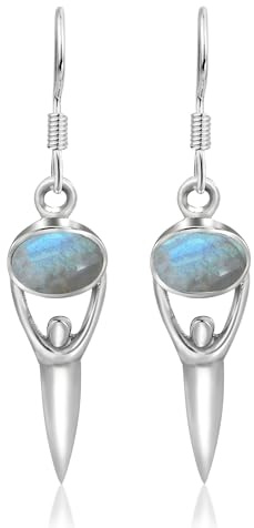 Unique Gems Boucles d'oreille pour la femme labradorite 2.3 ct Argent 925 Pendentif de figurine Qualité par bijoutier