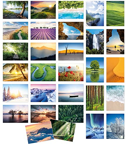 Einladungskarten Manufaktur Hamburg Modernes Design Postkarten Set 30 Karten mit Umschlag, Natur Landschaft Motivation, Fauna Foto-Postkarte Sammler Collage Karten