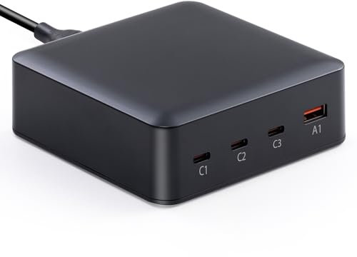 USB C Cargador 200W 203W(100W+65W+20W+18W) 4-Puerto Estación de Carga, Compatible con MacBook Pro/Air, Lenovo, DELL, HP PC Portátil, Smartphones Alimentación Adaptador