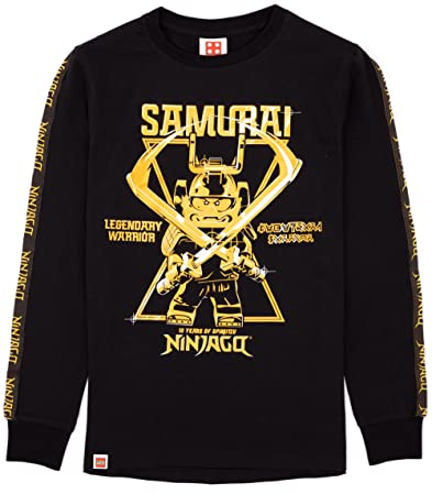 LEGO Ninjago T-Shirt Jungen Kinder Samurai Krieger Langarm schwarzes Top 5 Jahre