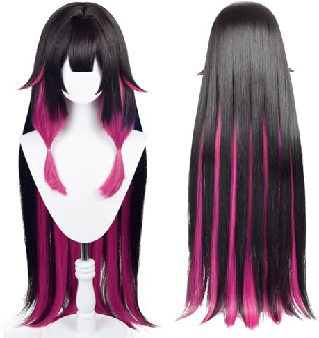 UTIEHD Perruque de cosplay anime, Genshin Impact, résistant à la chaleur, violet, taille ajustable, pour Halloween, cosplay, concerts, etc.