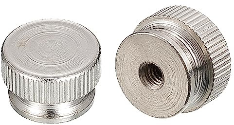 QUARKZMAN Moleté Pouce Écrous, 2pcs M4 x D16mm x H10mm Carbone Acier Moleté Écrou avec Col Haut Tête Aveugle Trou Moleté Pouce Écrous pour 3D Imprimante Pièces