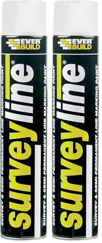 SIKA Everbuild Surveyline | Semi Permanent Line Marking Paint for Contractors, Surveyors Spot Marking - 700ml - White (Pack of 2)