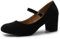 Womens Mid Block Heels Mary Jane Ankle Strap Court Shoes Ladies Comfort Work Pumps Formal Smart Office Low Heeled Strappy Slip On Dolly Shoes Black Faux Suede